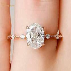 Sterling Silver Oval Cut 1-2CT Moissanite Wedding Engagement Ring for Women