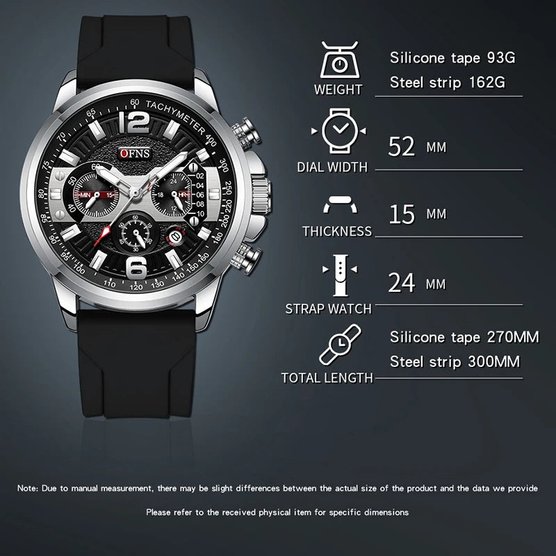 Stainless Steel Luxury Fashion Luminous Quartz Calendar Watch for Men