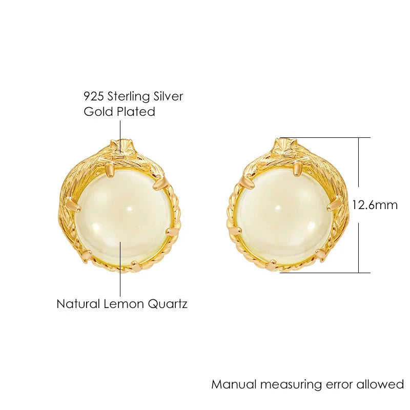 925 Sterling Silver Lemon Quartz Cat Earrings for Women