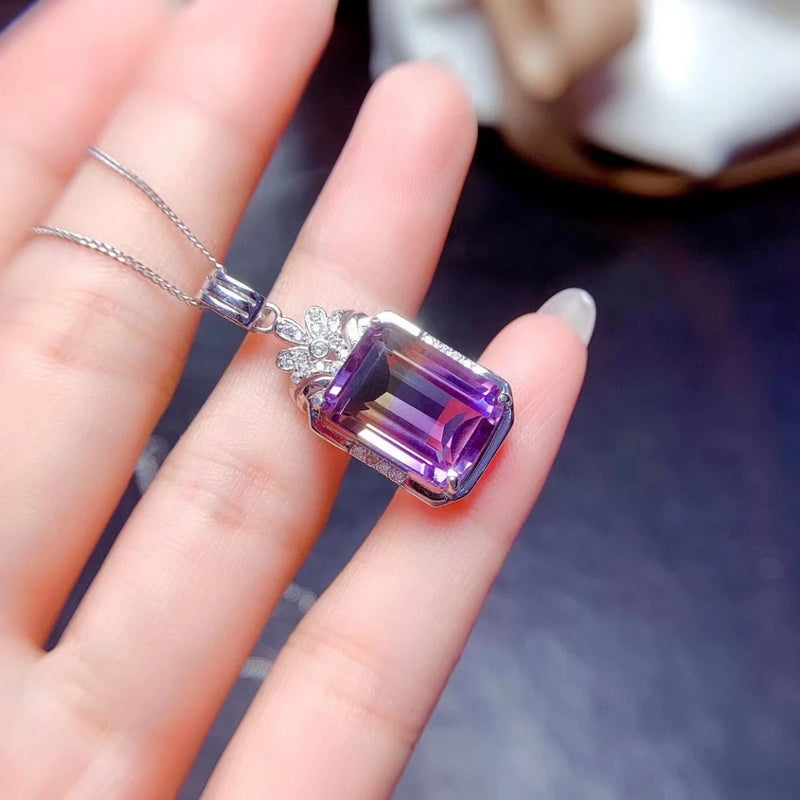 925 Sterling Silver Ametrine Pendant Necklace for Women