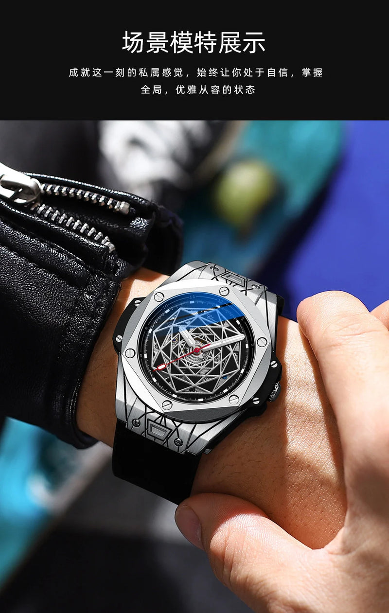 Stainless Steel Skeleton Automatic Men's Watch