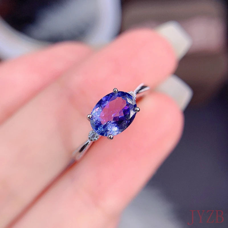 925 Sterling Silver Tanzanite Ring for Women