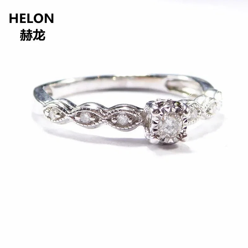 14k White Gold Natural Diamond Art Deco Vintage Ring for Women