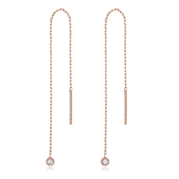 18k Rose Gold Solid Moissanite Drop Earrings for Women