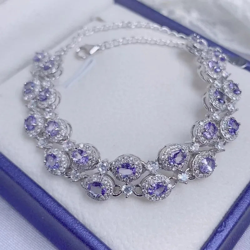 Sterling Silver Tanzanite Gemstone Bracelet for Women