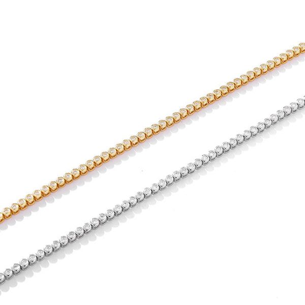 18K Gold Plated 925 Sterling Silver VVS1 3EX Diamond Gems Tennis Chain Necklace