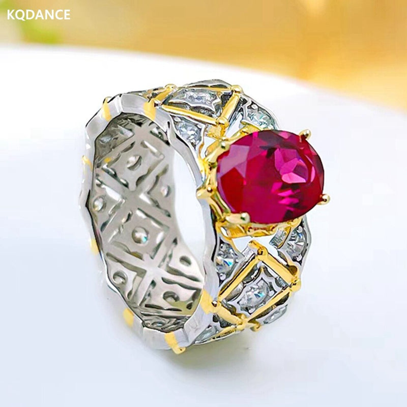 Sterling Silver 3 Carat Lab Created Ruby&Diamond Ring for Women