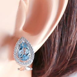 Sterling Silver Blue Topaz Drop Earrings for Women