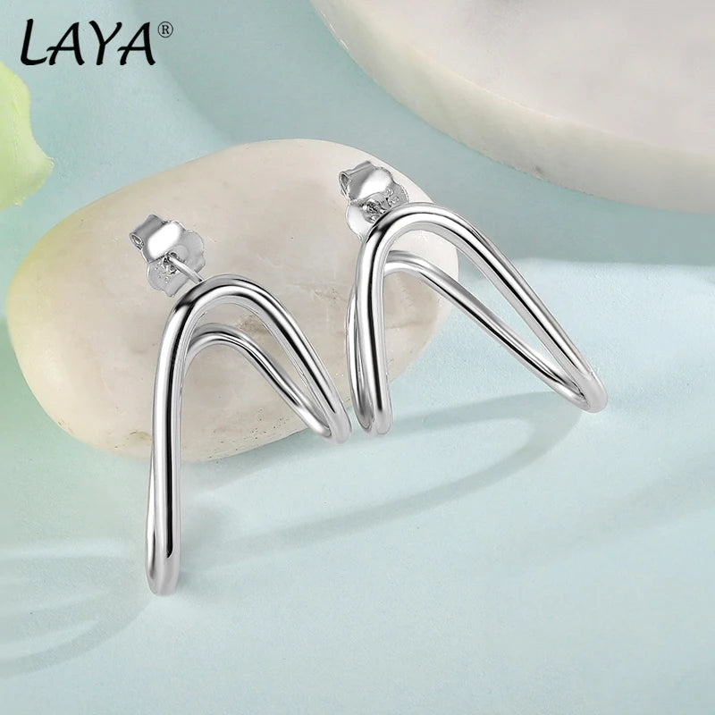 925 Sterling Silver Irregular Design Stud Earrings for Women