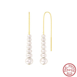 925 Sterling Silver Baroque Pearl Dangle Earrings for Women