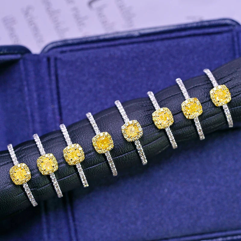 18K White Gold 0.40 Carat Yellow Diamond Engagement Ring for Women