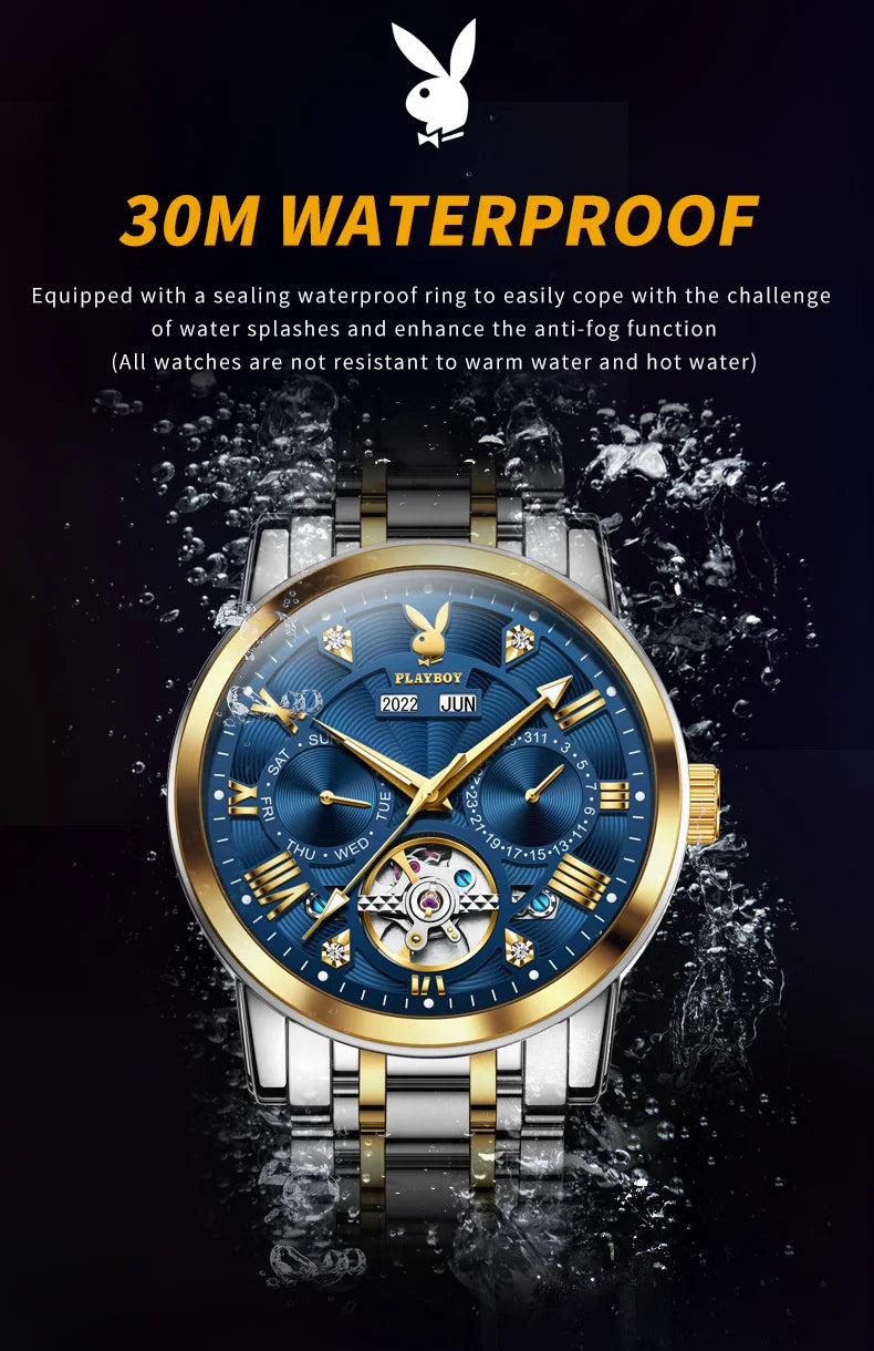 Stainless Steel Automatic Mechanical Watch for Men