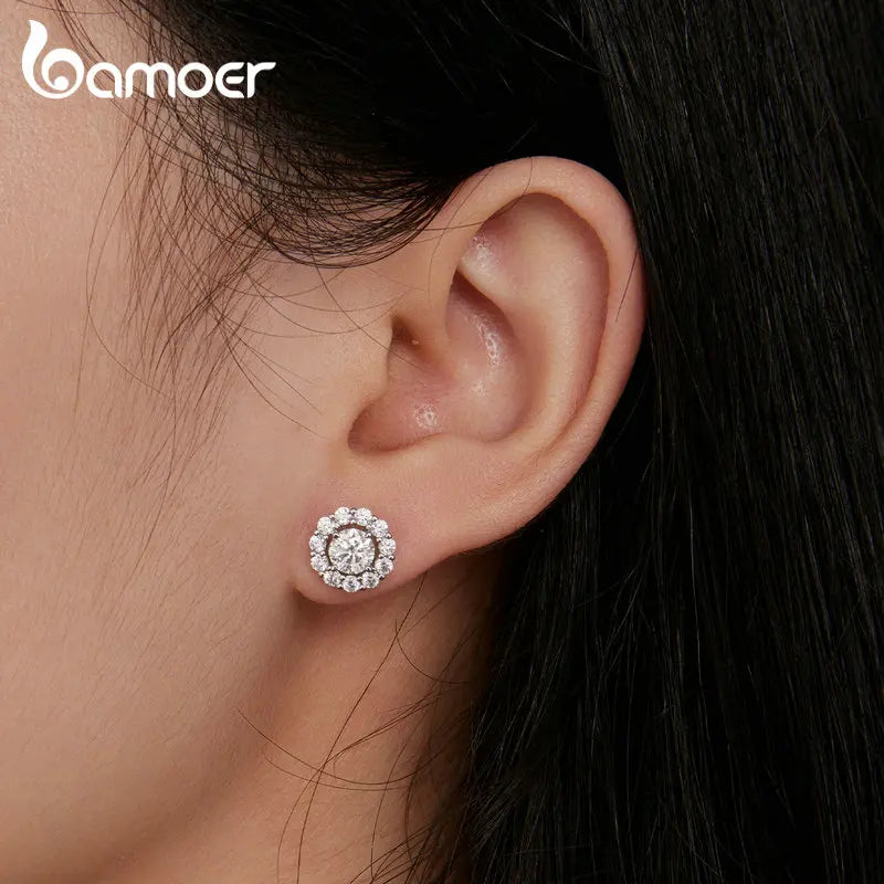 925 Silver Moissanite Stud Detachable Flower Earrings for Women