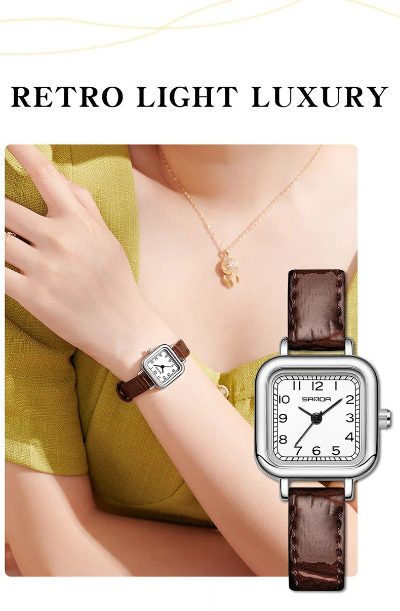 Rose Gold Quartz Casual Watch with Maroon Stainless Steel Strap for Women