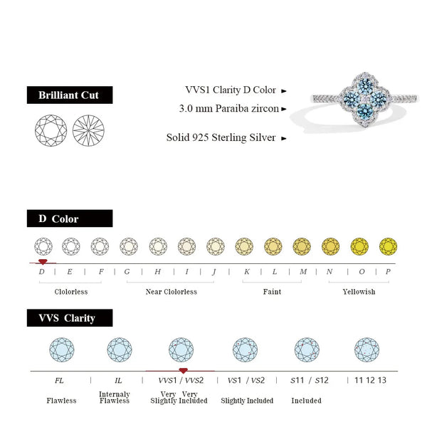 925 Sterling Silver Moissanite Ring for Women