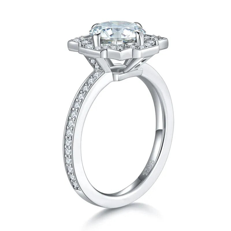 925 Silver 2.5ct Moissanite Round Cut Engagement Ring for Women