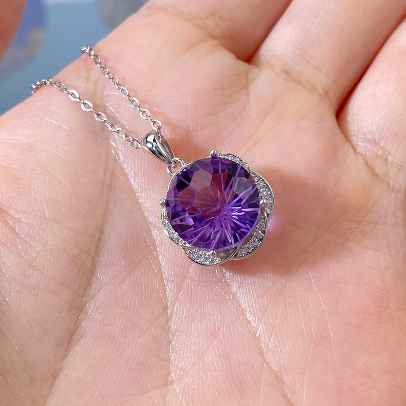 925 Sterling Silver Amethyst Pendant Necklace for Women