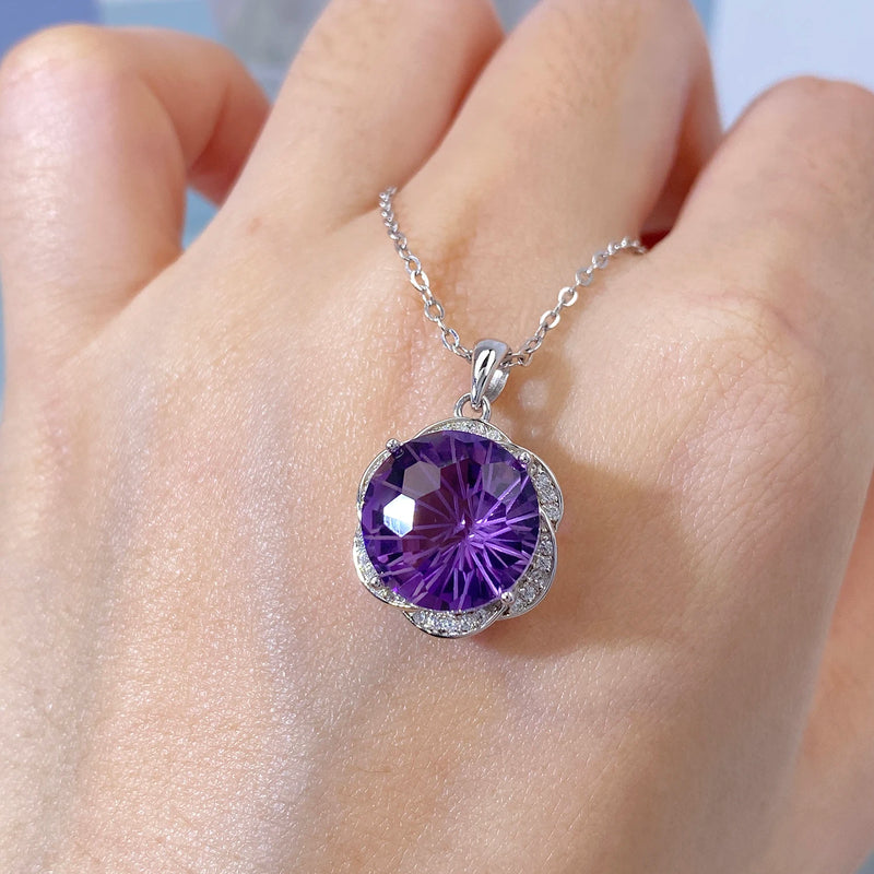 925 Sterling Silver Amethyst Pendant Necklace for Women