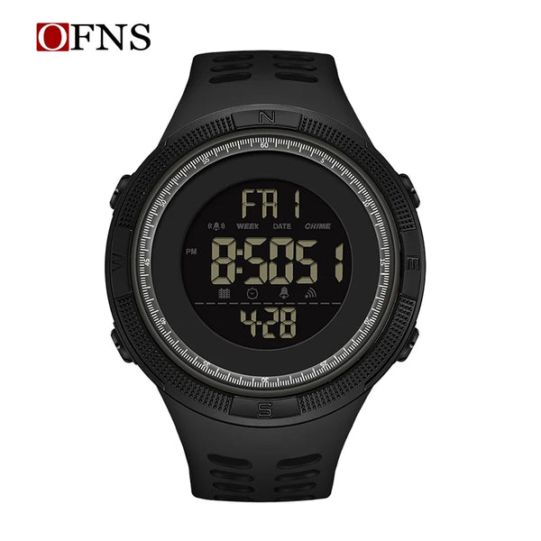 Stainless Steel Digital Sports Watch with Step Counting and Alarm for Men.