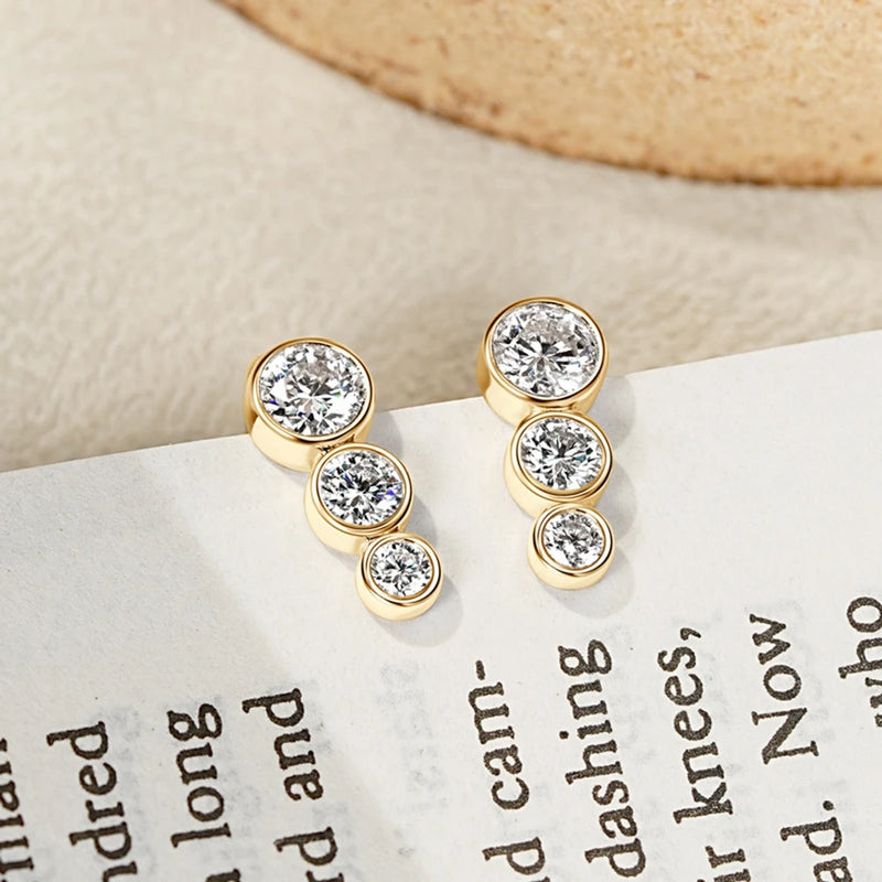 925 Sterling Silver VVS1 3EX Moissanite Diamond Stud Earrings for Her