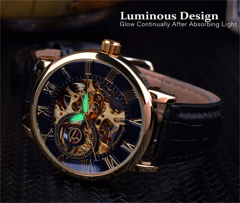 Skeleton Mechanical Hand Wind Watch with Tourbillion for Men