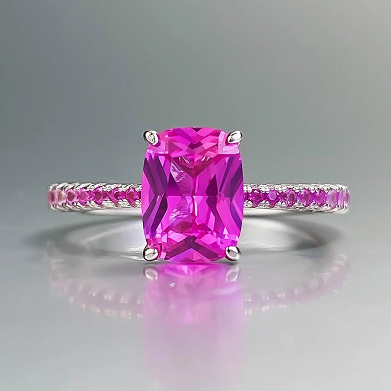 Sterling Silver Pink Sapphire Ring for Women