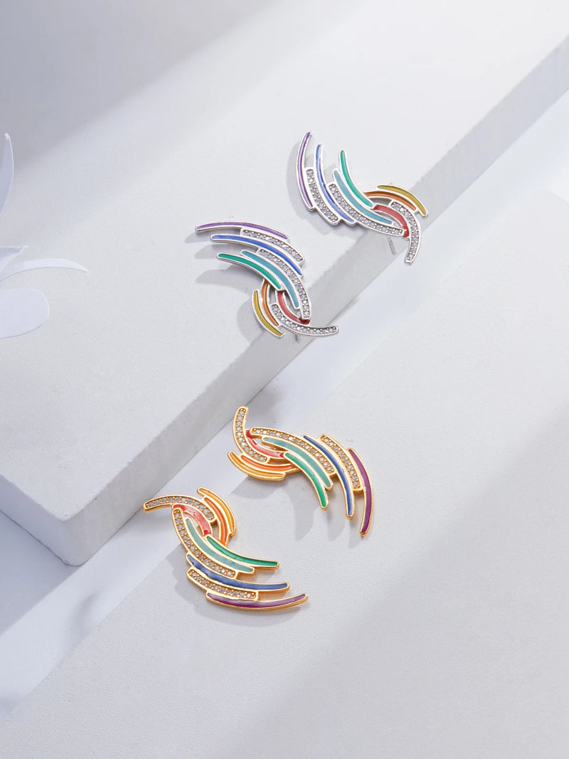 Sterling Silver Rainbow Shaped Earrings for Women