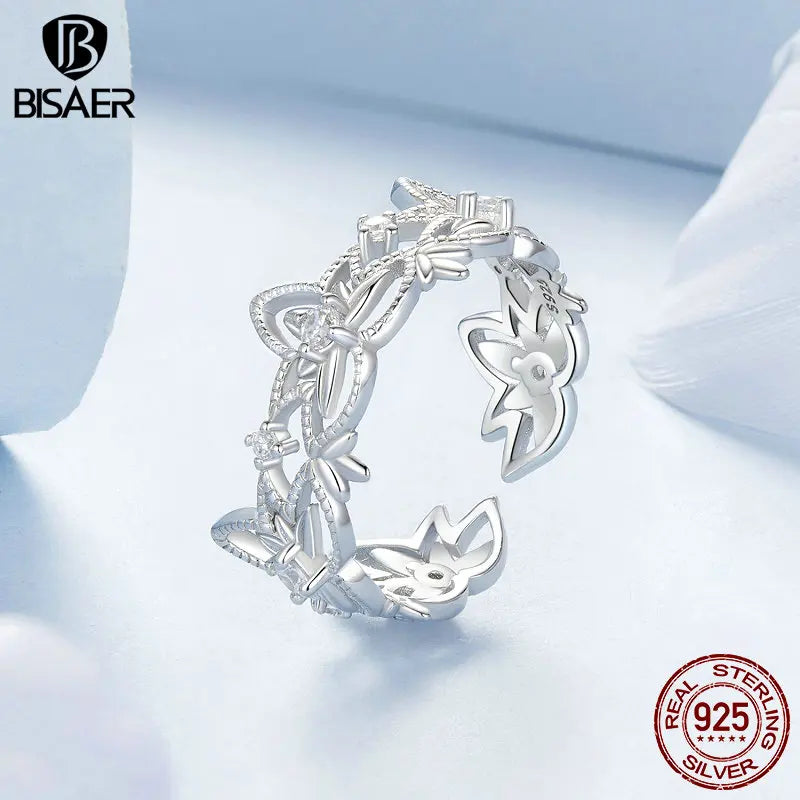 Sterling Silver Lotus Open Ring for Women