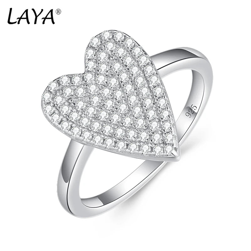 925 Sterling Silver Heart Shaped Zircon Ring for Women