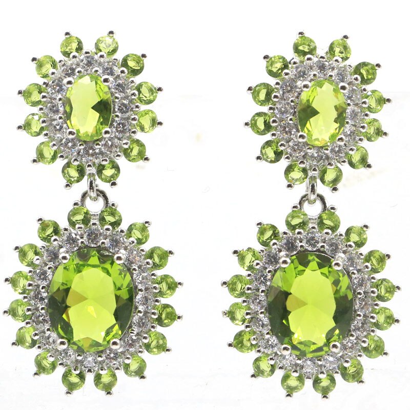 925 Sterling Silver Citrine, Peridot, Aquamarine, & CZ Earrings for Females