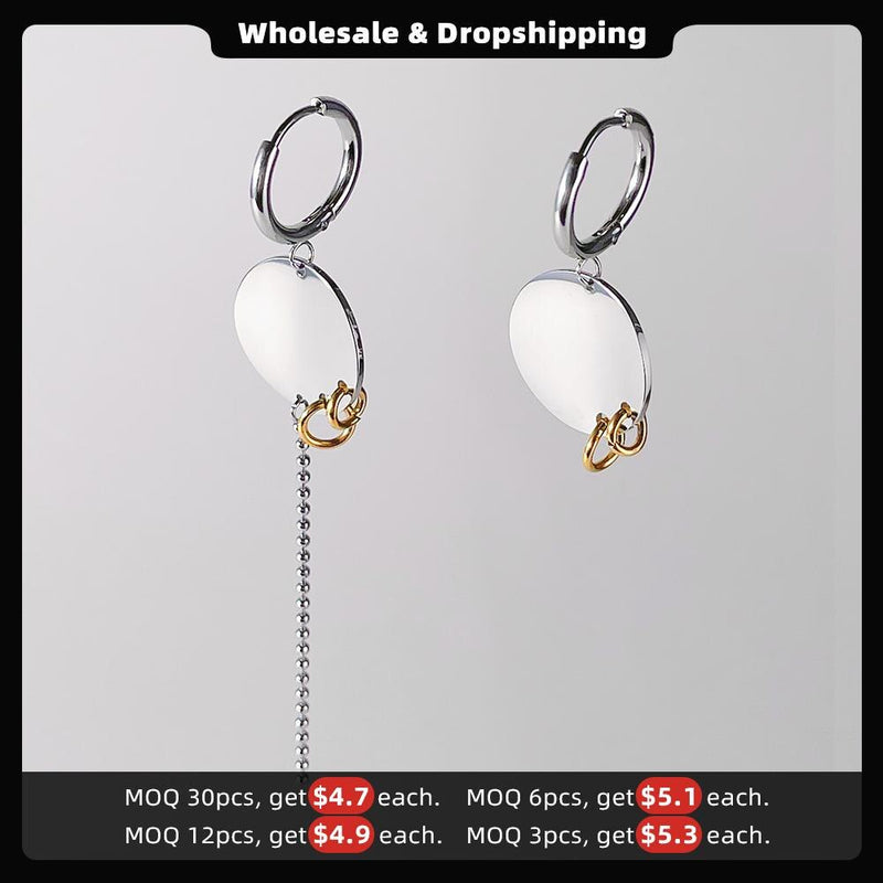 ENFASHION Simple Stainless Steel Colorblock Drop Earrings Irregular Length Design Mujer Earring Fashion Jewelry Party E221353