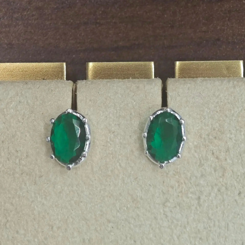 Sterling Silver 2.00 ctw Emerald Stud Earrings for Women