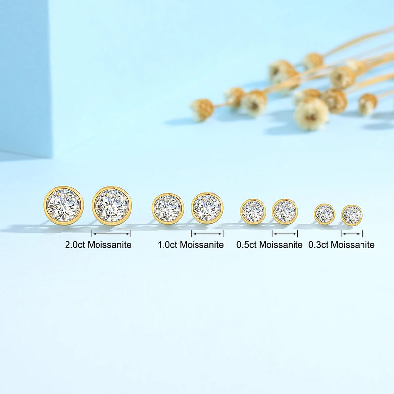 18k Gold 1ct Moissanite Diamond Stud Earrings for Women