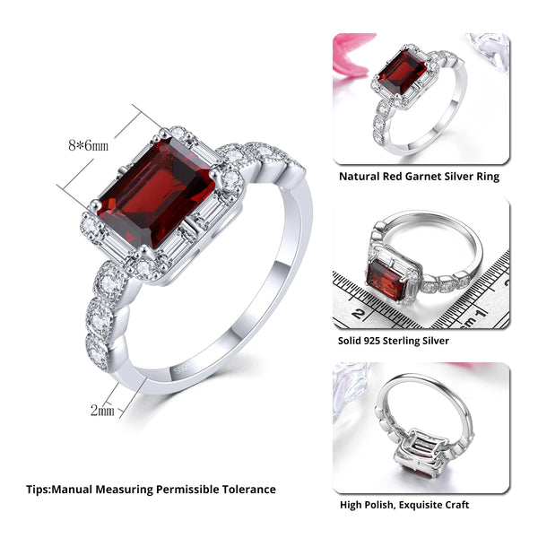 Sterling Silver Red Garnet Ring 1.80 ct. for Women