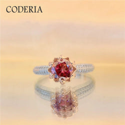 925 Sterling Silver Moissanite Garnet Ruby Ring for Women