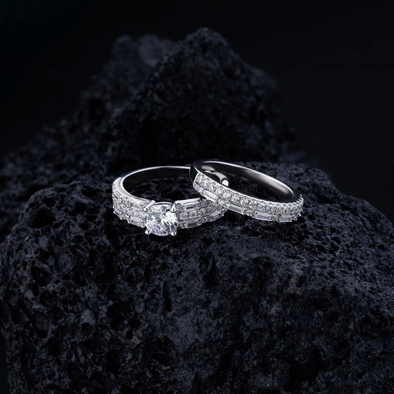 Sterling Silver Diamond Bridal Set for Women