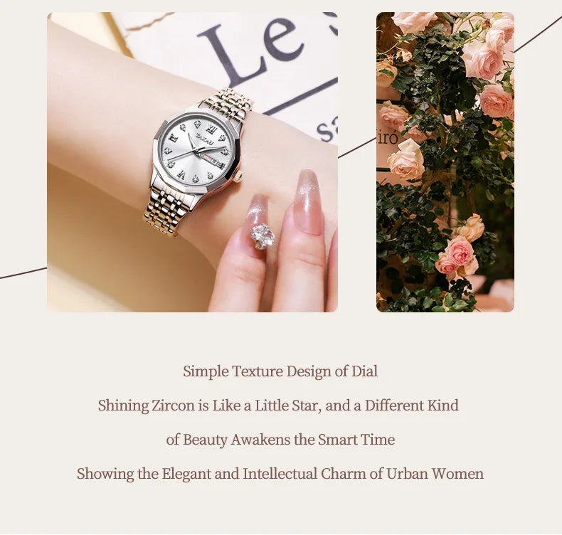 Stainless Steel Luxury Quartz Watch for Women