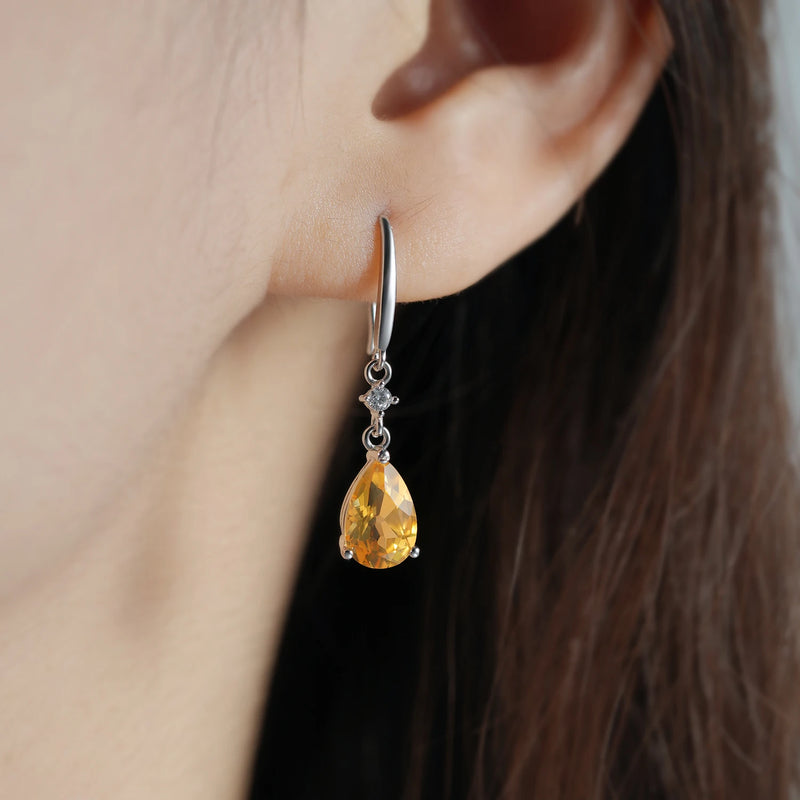 Sterling Silver Citrine & Peridot Drop Earrings for Women