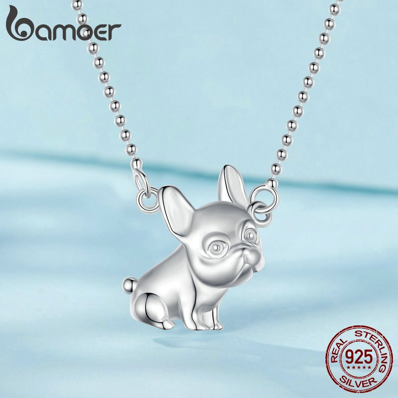 Sterling Silver French Bulldog Pendant Necklace for Women