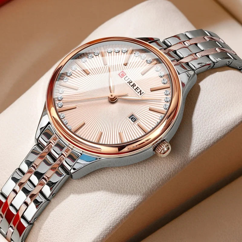 Alloy Quartz Wristwatch with Bracelet, for Women