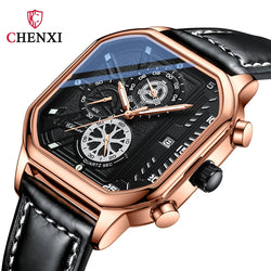 Stainless Steel Leather Multifunction Waterproof Sports Watch for Men