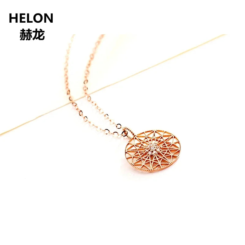 14k Rose Gold 0.07ct SI/H Natural Diamond Art Deco Pendant for Women