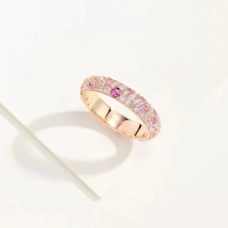 925 Sterling Silver Lab Sapphire Cocktail Rose Gold Ring for Women