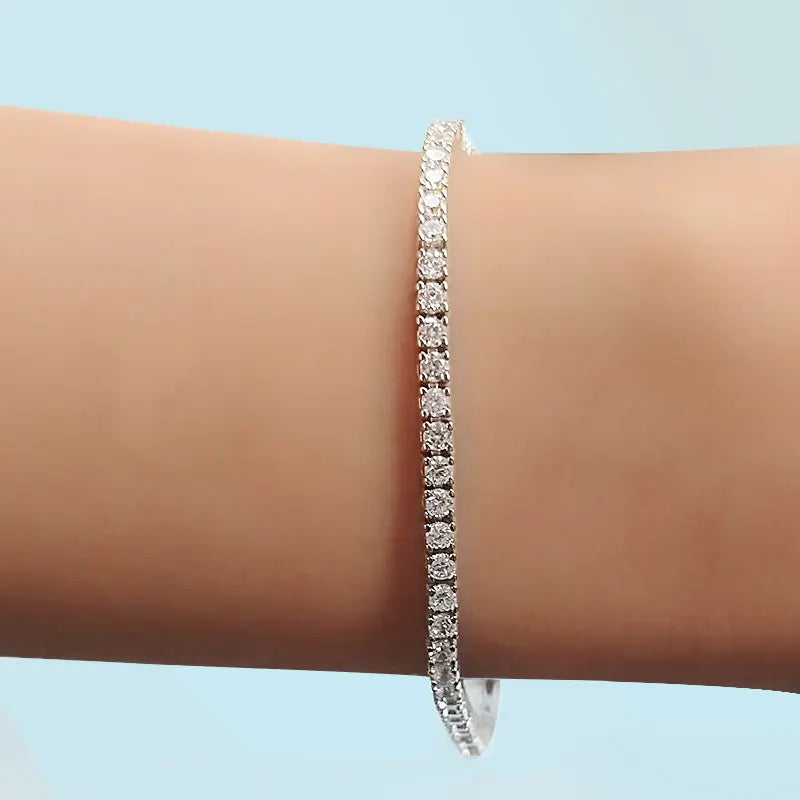 925 Sterling Silver 5A Zircon Tennis Bracelet for Women