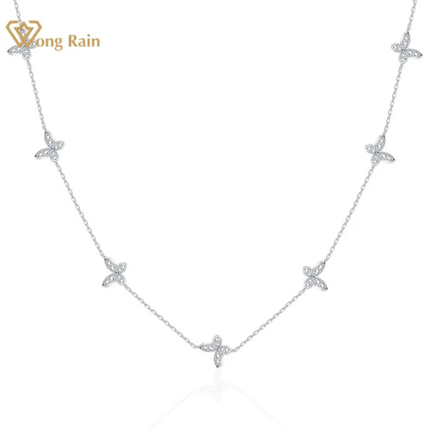 Wong Rain 925 Sterling Silver Butterfly Lab Sapphire Gemstone Women Necklace Pendant Fine Jewelry Wedding Gifts Wholesale