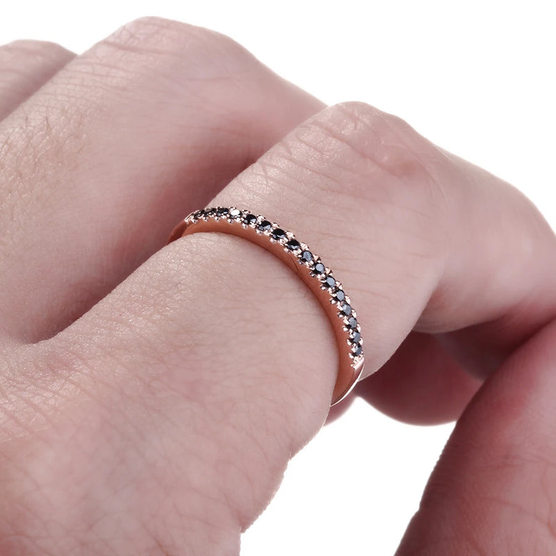 18k Rose Gold Black Diamond Half Eternity Ring for Women