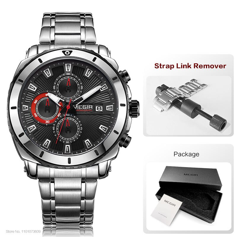 Stainless Steel Blue Chronograph Watch for Men