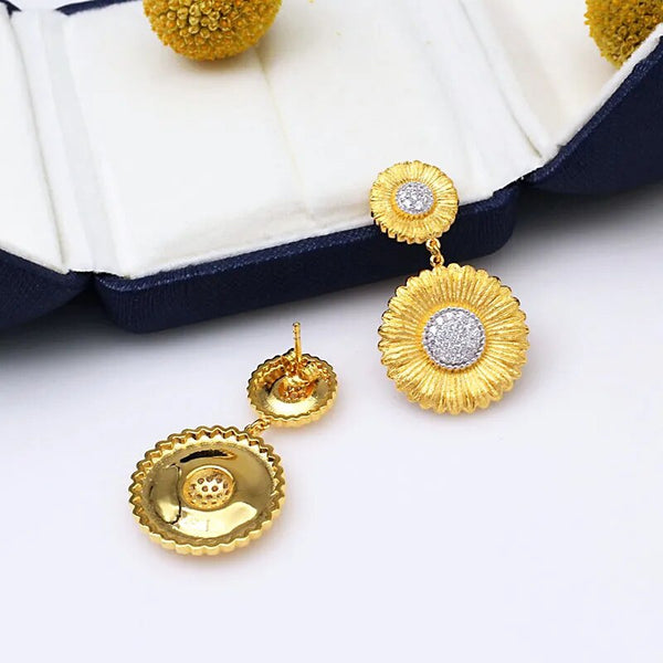 925 Sterling Silver Gold Plated Small Daisy Flower Earrings for Women