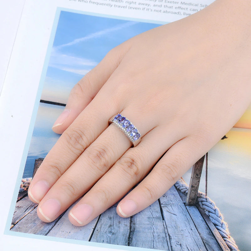 Silver Women's Ring 1.60 ctw Tanzanite Romantic Style