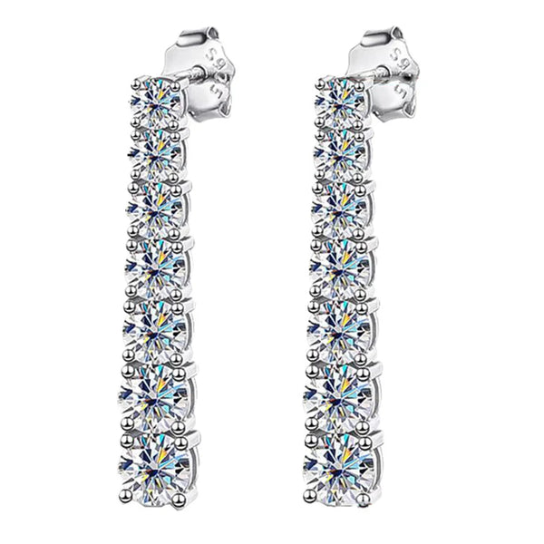 925 Sterling Silver Moissanite Diamonds Drop Dangle Earrings